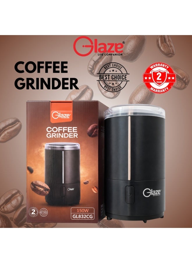 جليز مطحنة حبوب قهوة محمولة بقوة 150 واط مزودة بشفرة طحن من الفولاذ المقاوم للصدأ، سعة 50 غرام، تحكم بزر ضغط وقفل أمان، للاستخدام المنزلي والمكتبي والسفر والمطبخ - Image 5